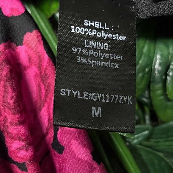 DO+BE Dress Medium Pink Black Rose Floral One Shoulder Ruched Midi 3476 - Picture 5 of 8